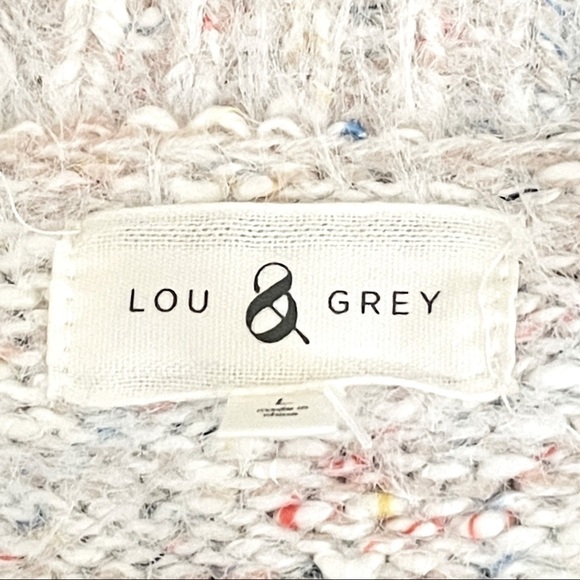 Lou & Grey Fuzzy Super Soft Marled Ivory Cream Pullover Sweater Size L NWT - Picture 9 of 10